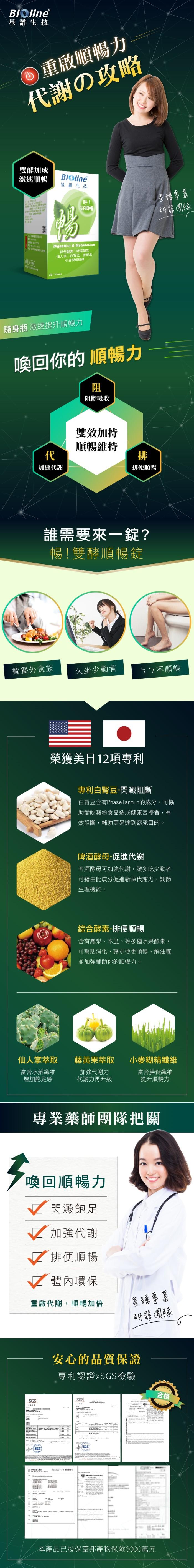 BIOline星譜生技 暢!雙酵順暢錠(30錠)(效期~2021/12/26)產品資訊