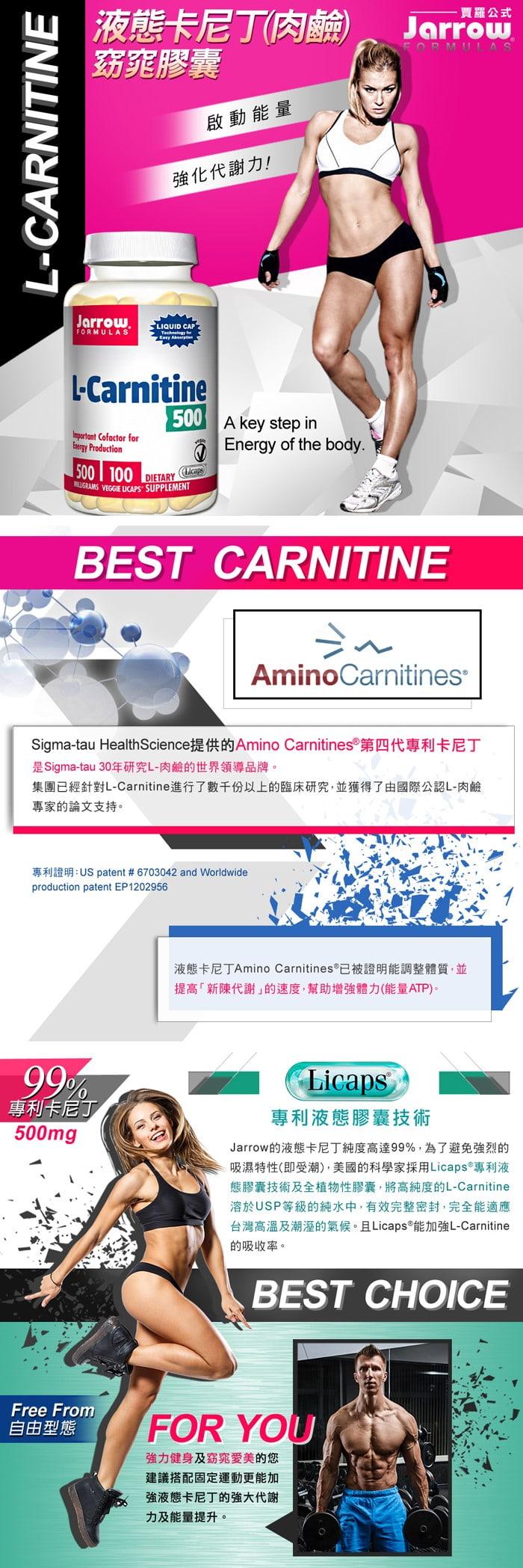 Jarrow賈羅公式-液態卡尼丁(肉鹼)窈窕膠囊(100粒)產品資訊