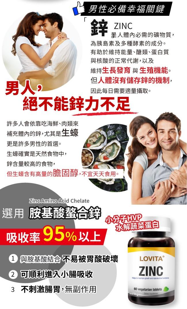 LOVITA愛維他-螯合鋅30mg(60錠_60天份)產品資訊