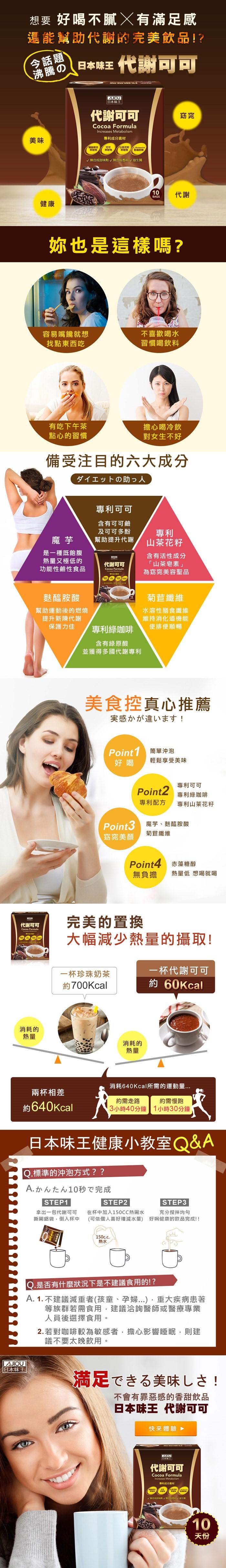 日本味王-代謝可可(10包X2盒)優惠組﻿產品資訊