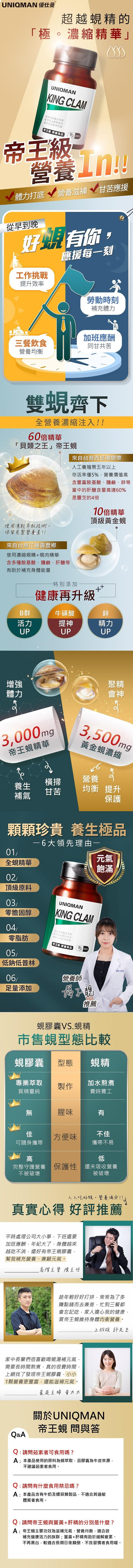 UNIQMAN-帝王蜆膠囊食品(60粒/瓶)產品資訊