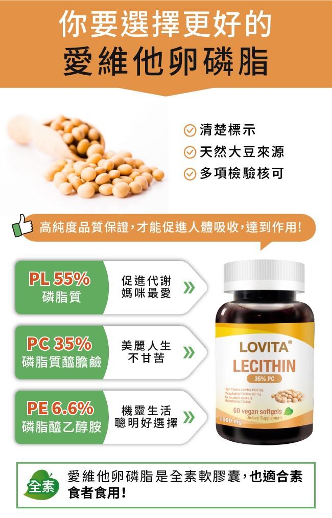 LOVITA愛維他-卵磷脂素食膠囊(60顆_30天份)產品資訊