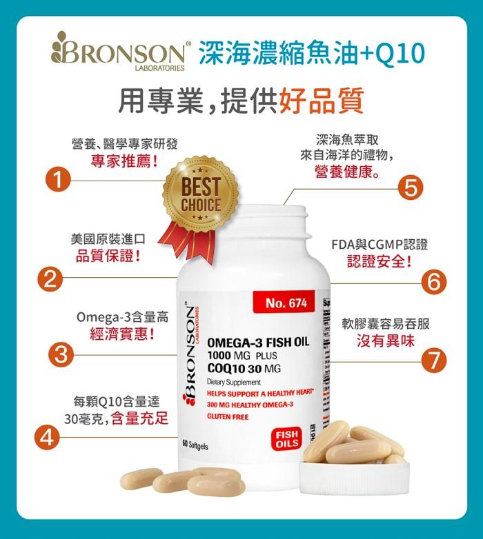 Bronson博爾生-深海濃縮魚油+Q10(60顆)﻿產品資訊