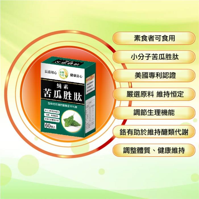 辰鑫生技-純素苦瓜胜肽(60粒X3盒)優惠組﻿產品資訊