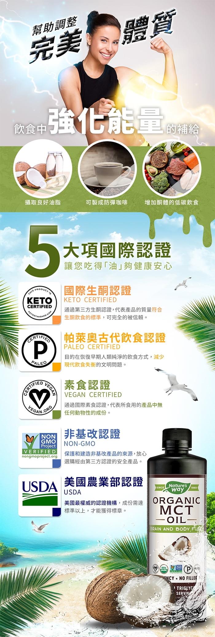 Nature’s Way然萃維 中鏈三酸甘油酯MCT Oil(椰子油來源)(480ml)產品資訊