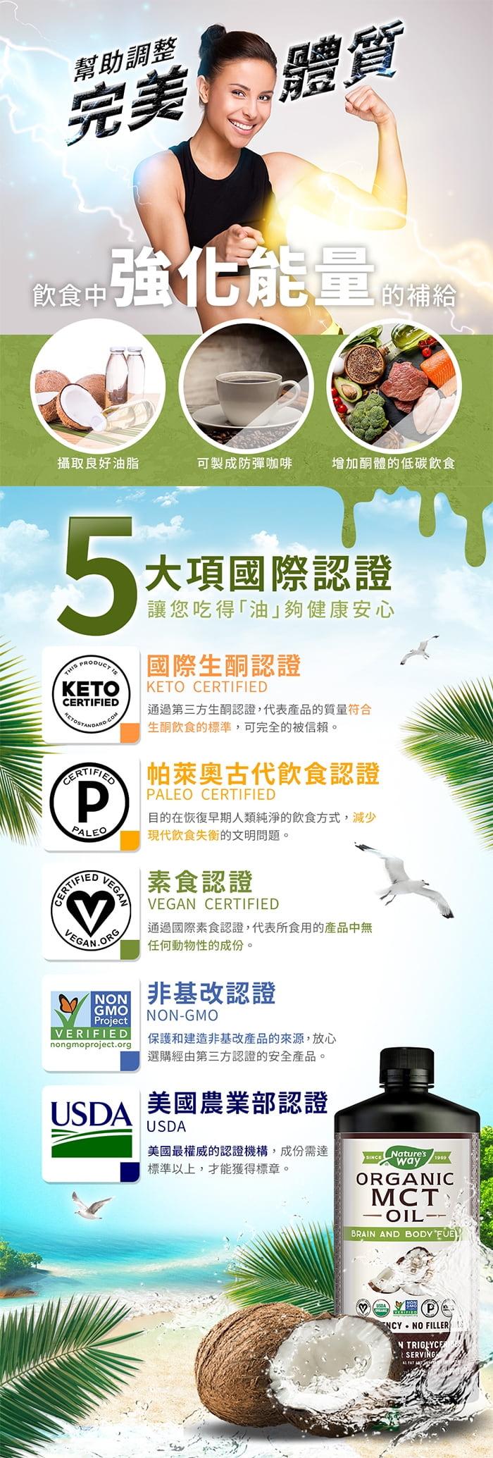 Nature’s Way然萃維 中鏈三酸甘油酯MCT Oil(椰子油來源)(887ml)(效期至2021年9月30日)產品資訊