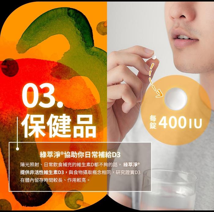 綠萃淨 非活性維生素D3錠(100錠_100天份)產品資訊