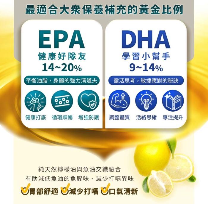 綠萃淨 TG型魚油檸檬味軟膠囊(60粒X3瓶)(共90天份)產品資訊