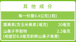 綠萃淨 Visi-Gold威視晶葉黃素+山桑子軟膠囊(39粒_39天份)(效期至2026年02月28日)﻿成份含量