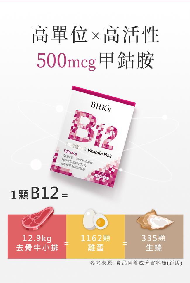 BHK's-維他命B12錠(90粒/盒)產品資訊