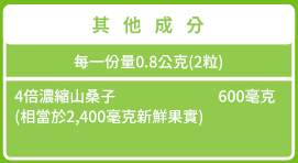 綠萃淨 山桑子精萃膠囊(100粒_50天份)﻿成份含量