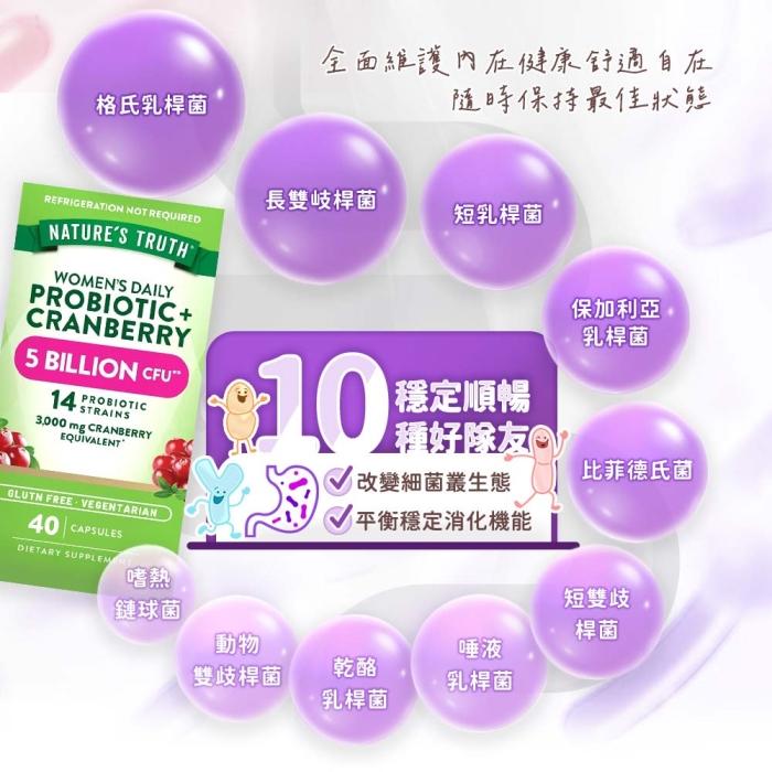綠萃淨 女性蔓越莓益生菌舒密膠囊(40粒)產品資訊