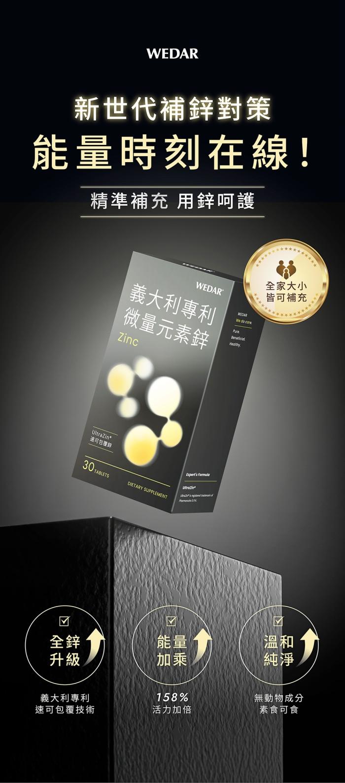 WEDAR 薇達-義大利專利微量元素鋅(30顆X6盒)(共180天份)產品資訊