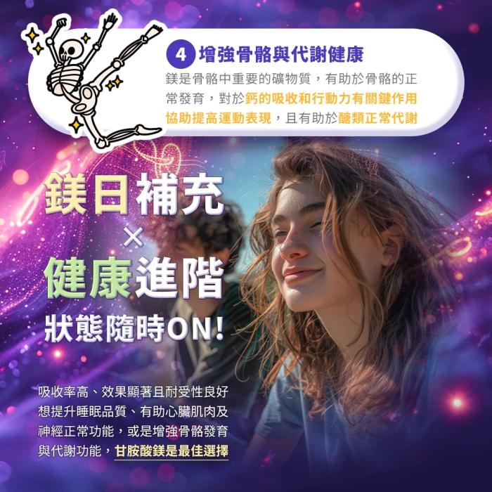 綠萃淨 卓越甘胺酸鎂膠囊(60粒X2瓶)(共60天份)產品資訊