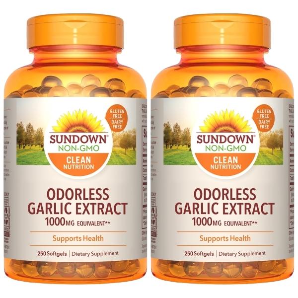 Sundown日落恩賜-無味冷壓大蒜精軟膠囊(250粒X2瓶)(效期至2024年11月30日)