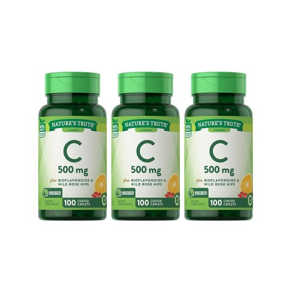 綠萃淨 維生素C柑橘類黃酮玫瑰果錠(100錠X3瓶)(共300天份)