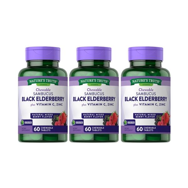 綠萃淨 超濃縮接骨木+維生素C口含鋅錠(60錠X3瓶)(共180天份)