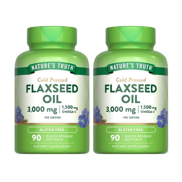 綠萃淨 冷壓亞麻仁油含Omega-3軟膠囊(90粒X2瓶)