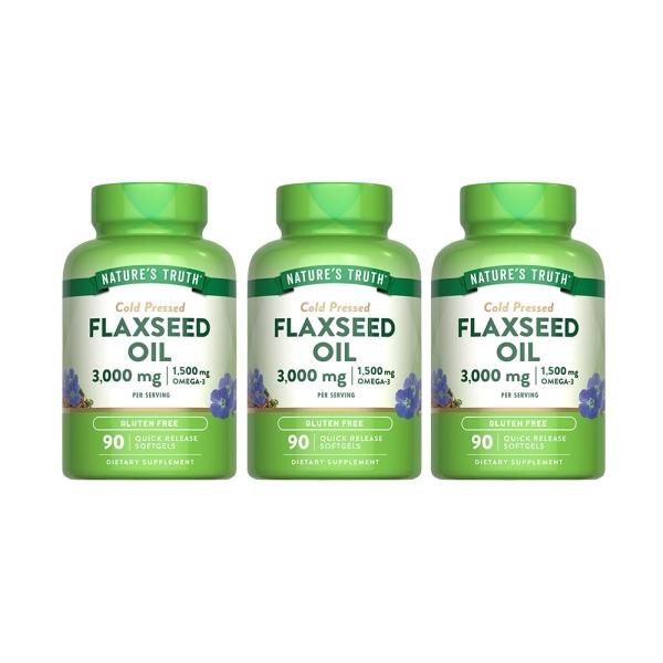 綠萃淨 冷壓亞麻仁油含Omega-3軟膠囊(90粒X3瓶)