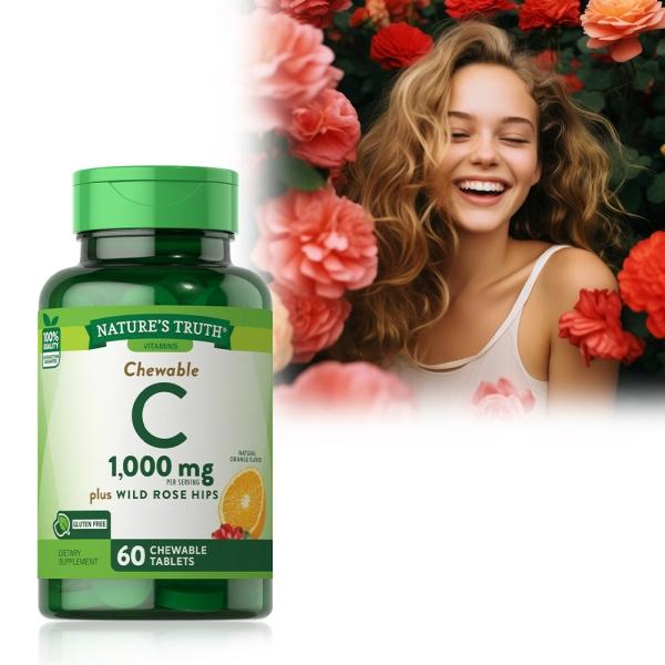 綠萃淨 美妍維生素C 500mg Plus玫瑰果口含錠(60錠X2瓶)