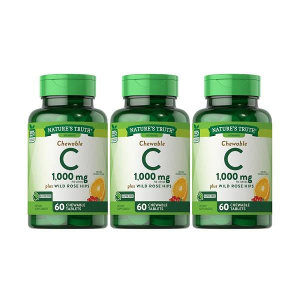 綠萃淨 美妍維生素C 500mg Plus玫瑰果口含錠(60錠X3瓶)