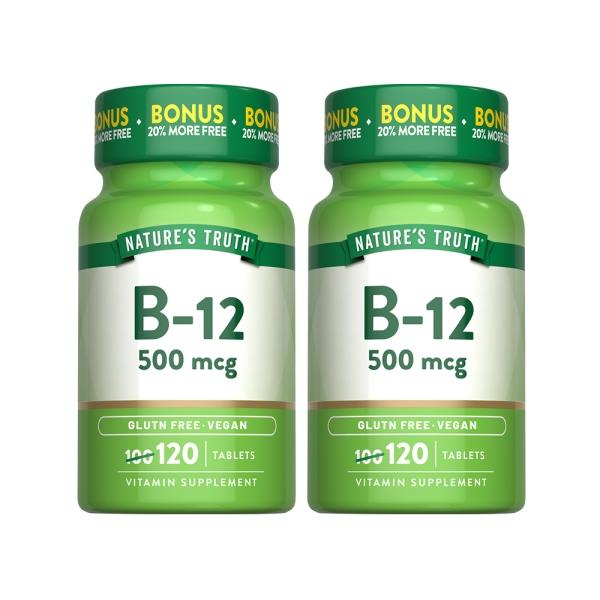 綠萃淨 維生素B12 500mcg複方錠(120錠X2瓶)