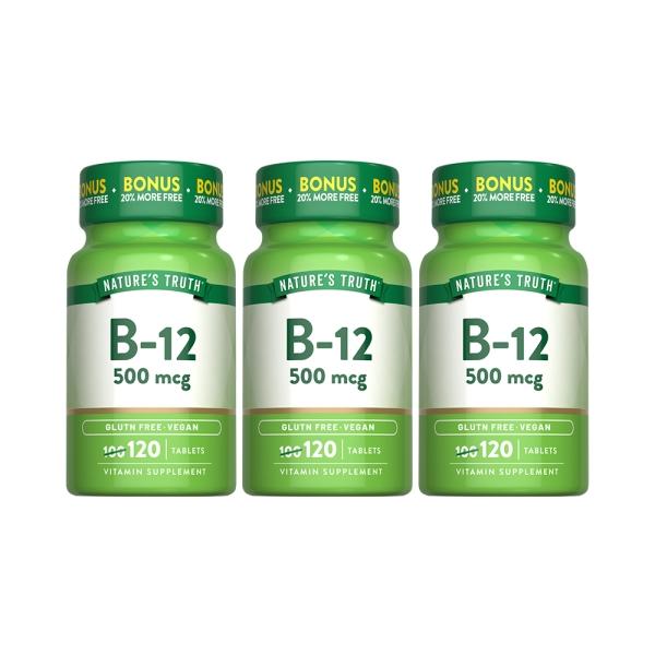綠萃淨 維生素B12 500mcg複方錠(120錠X3瓶)