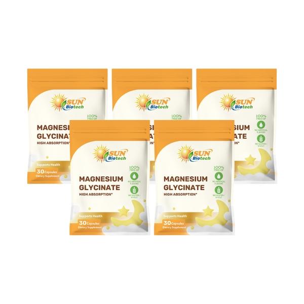 Sun日落恩賜 優化眠甘胺酸鎂100mg膠囊(30粒X5袋)