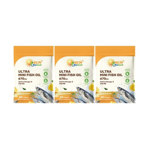 Sun日落恩賜 超純淨迷你魚油軟膠囊(30粒X3袋)