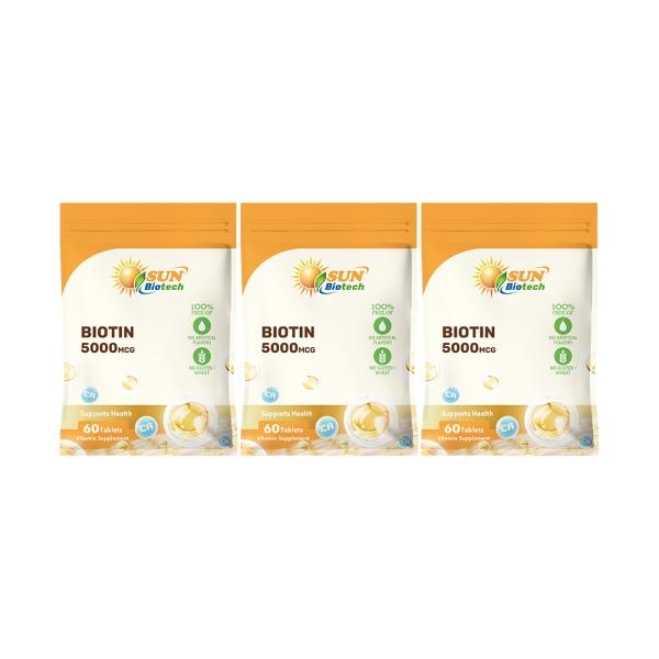 Sun日落恩賜 生物素5000mcg+鈣錠(60錠X3袋)