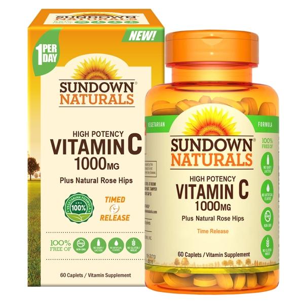 Sundown日落恩賜-緩釋型C 1000MG Plus玫瑰果錠(60錠_60天份)