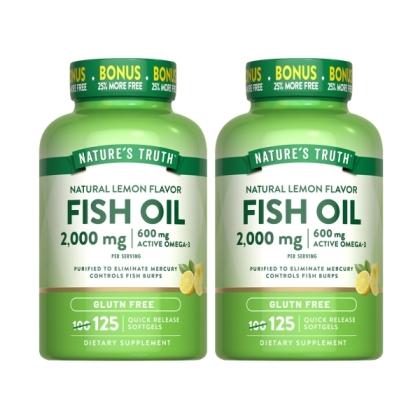 綠萃淨 TG型魚油檸檬味軟膠囊(125粒X2瓶)