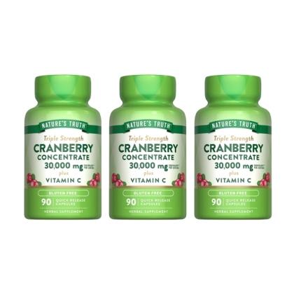 綠萃淨 50倍濃縮蔓越莓+C膠囊(90粒X3瓶)(共135天份)