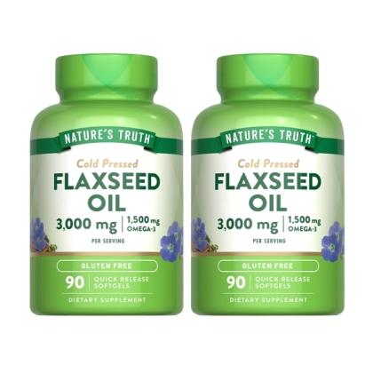 綠萃淨 冷壓亞麻仁油含Omega-3軟膠囊(90粒X2瓶)
