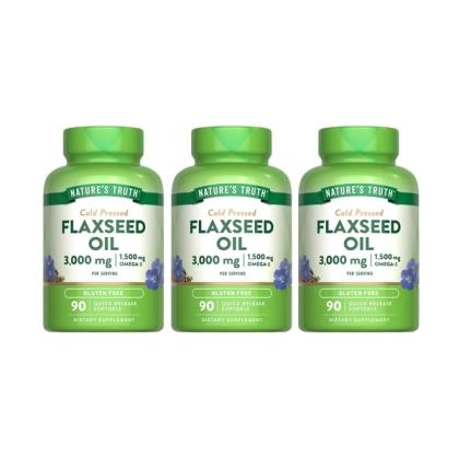 綠萃淨 冷壓亞麻仁油含Omega-3軟膠囊(90粒X3瓶)