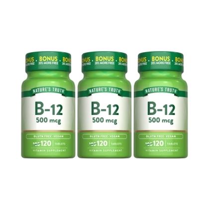 綠萃淨 維生素B12 500mcg複方錠(120錠X3瓶)