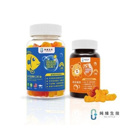 純維生技-活力亞麻仁籽油軟糖(40顆)+健康綜合維他命軟糖(30顆)組