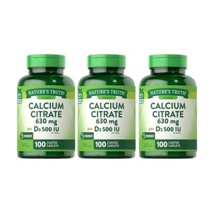 綠萃淨 勇健檸檬酸鈣+維生素D3錠(100錠X3瓶)(共150天份)