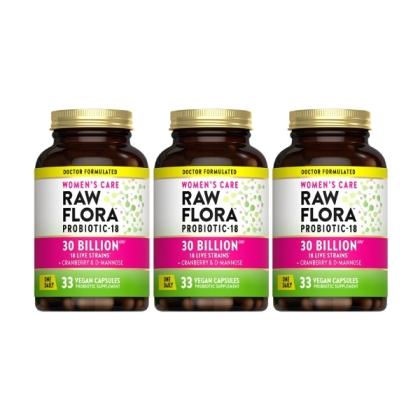 綠萃淨 Raw Flora 300億女性益生菌蔓越莓膠囊(33粒X3瓶)(共99天份)