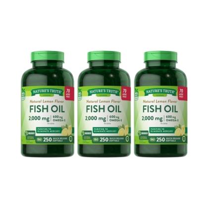 綠萃淨 TG型魚油檸檬味軟膠囊(250粒X3瓶)(共375天份)
