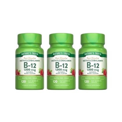綠萃淨 活性甲基B12 1000微克口含錠(120錠X3瓶)(共360天份)