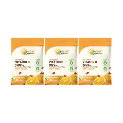 Sun日落恩賜 緩釋型C 1000MG Plus玫瑰果錠(30錠X3袋)(共90天份)(效期至2027年04月30日)