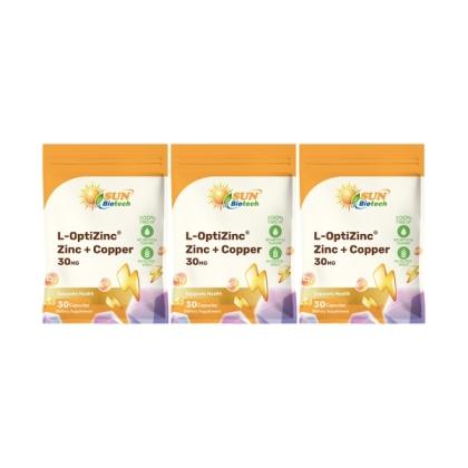 Sun日落恩賜 L-OptiZinc鋅+銅膠囊(30粒X3袋)